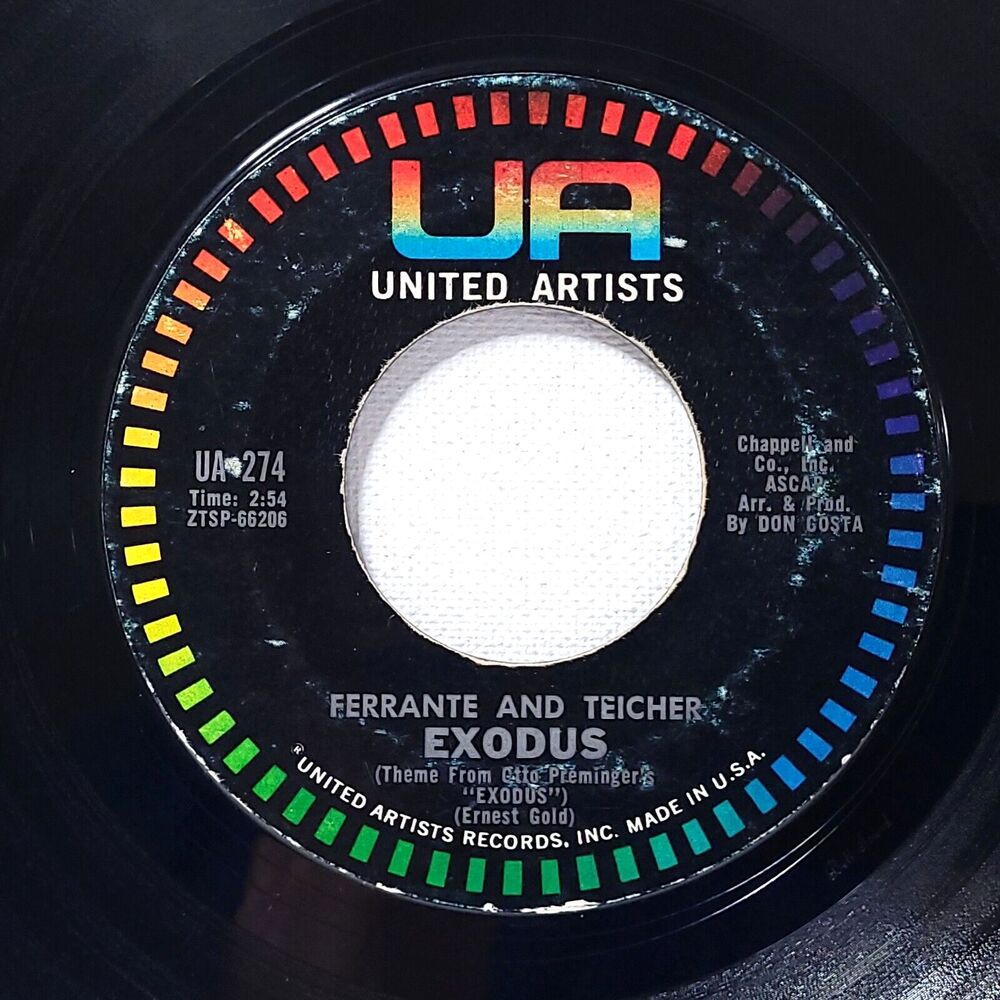 Ferrante & Teicher 45 Exodus / Twilight on United Artists VG Score